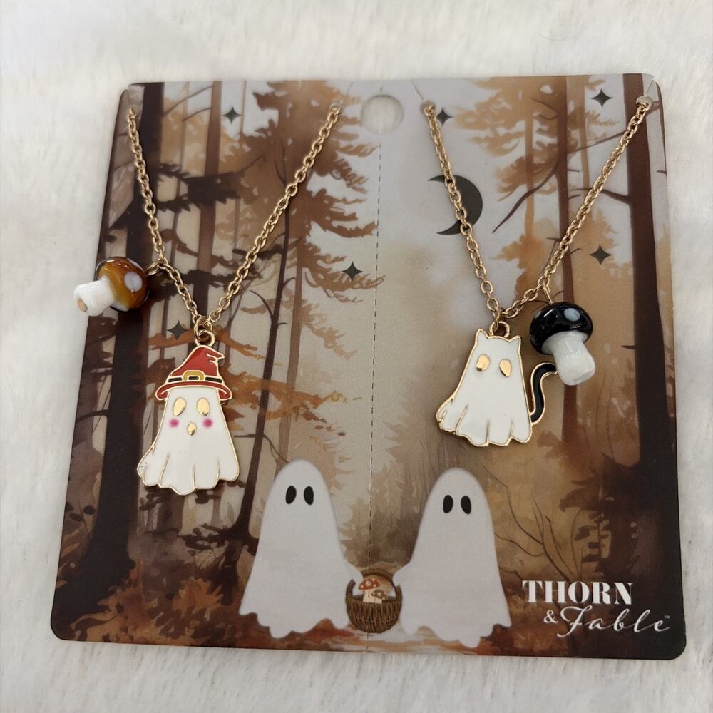 Thorn & Fable New Hot Topic Necklace Jewelry Emo Friendship Set Mushroom Ghost